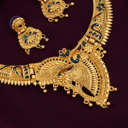 Gold Plated Necklace And Earring Set For Womens