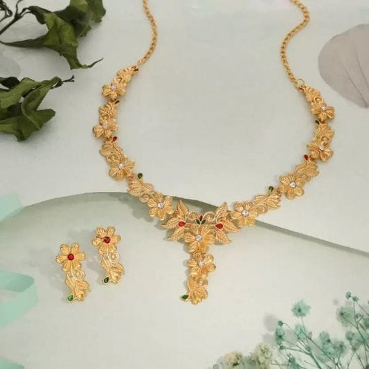 Gold Plated Fancy Necklace For Woman And Girls