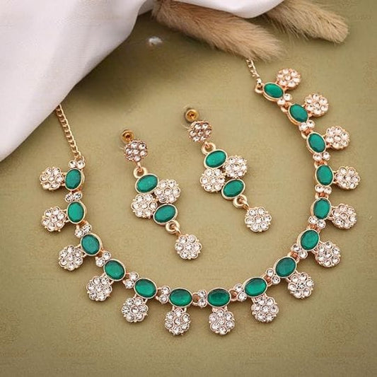 Gold Plated Fancy Dimond Necklace For Woman And Girls