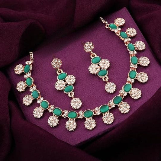 Gold Plated Fancy Dimond Necklace For Woman And Girls