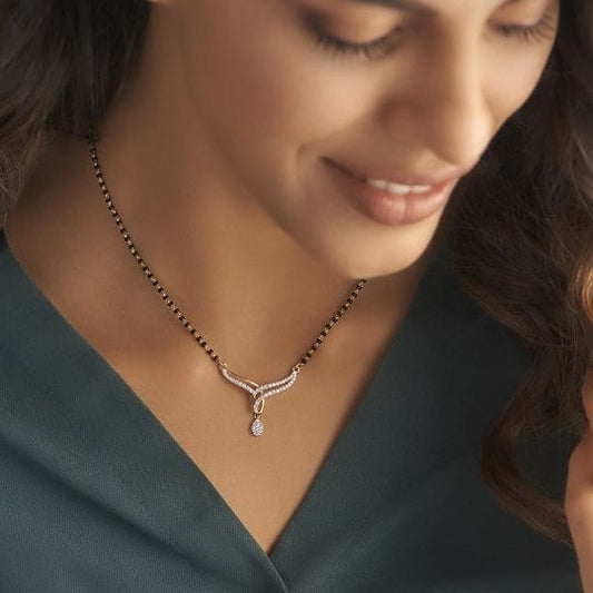 Gold-Plated Diamond-Studded Mangalsutra