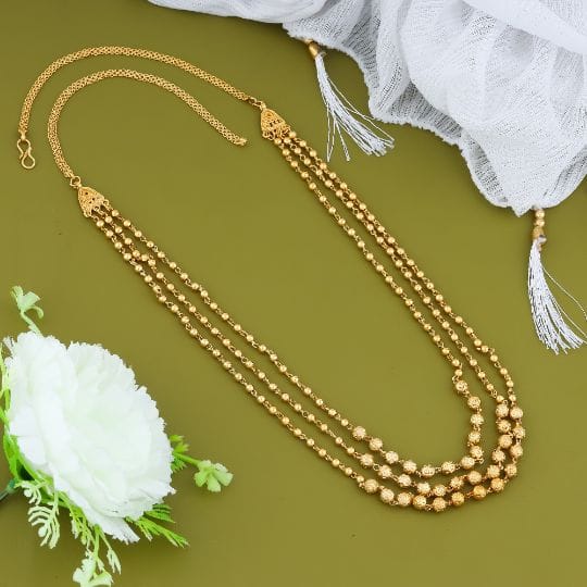 Gold Plated Fancy 3-Line Mala For Woman And Girls