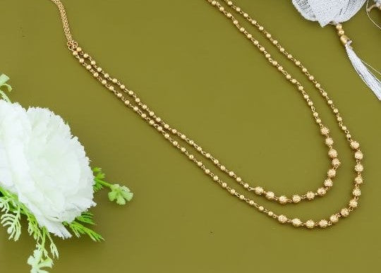 Gold Plated Fancy 2-Line Mala For Woman And Girls