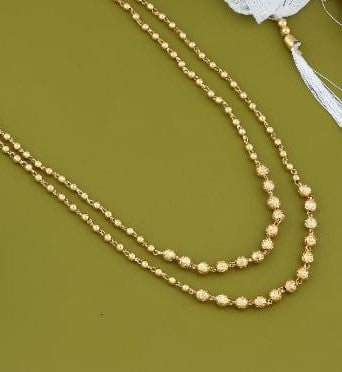 Gold Plated Fancy 2-Line Mala For Woman And Girls