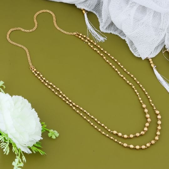 Gold Plated Fancy 2-Line Mala For Woman And Girls